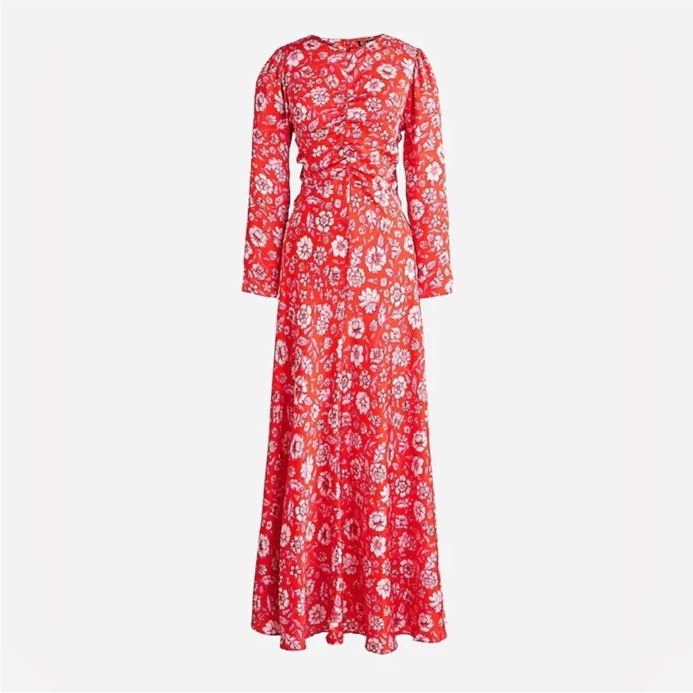 NWT J. Crew featherweight satin midi dress poppy fields sz 6 - Picture 9 of 11
